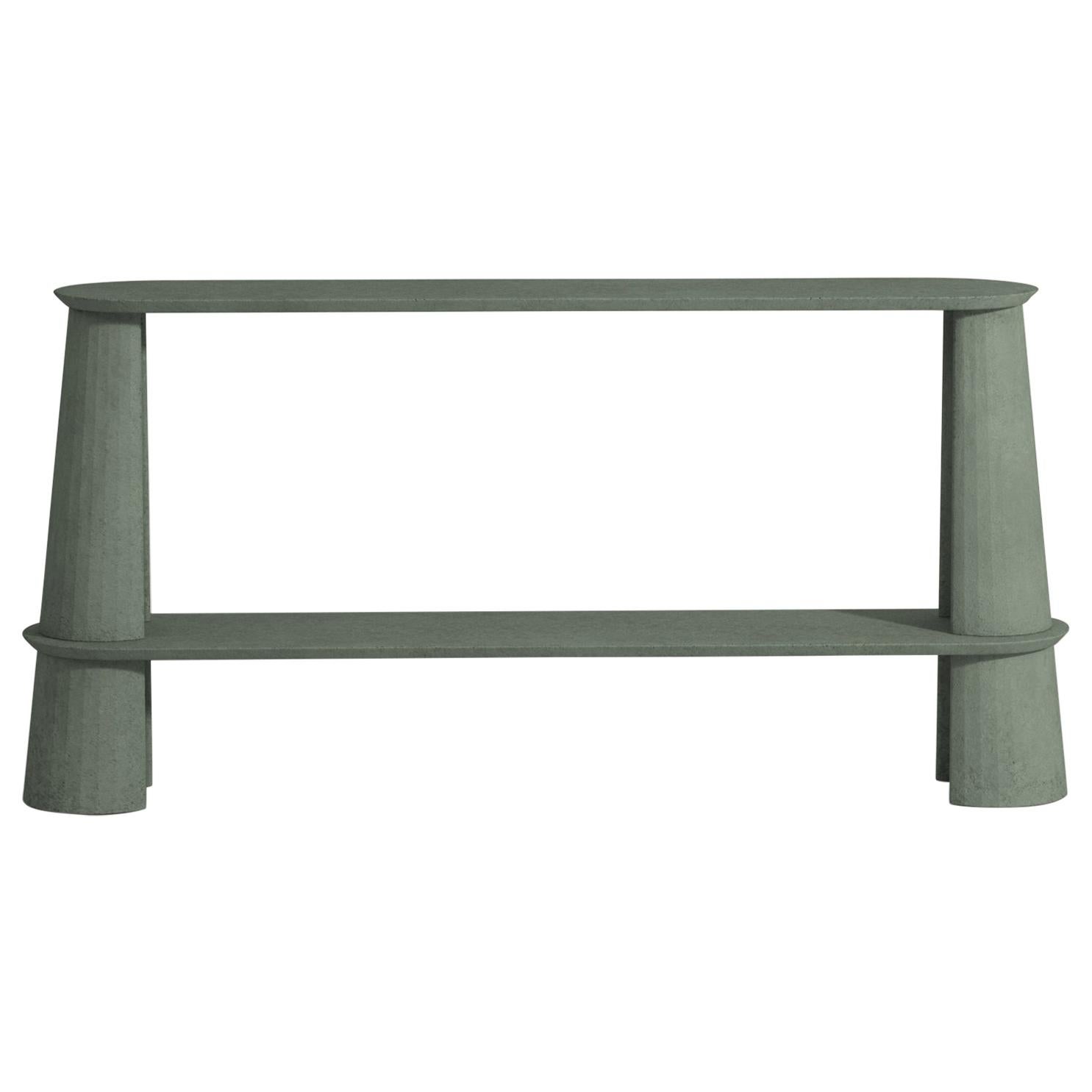 Molded 21st Century Studio Irvine Fusto Side Console Table Concrete Cement Silver Grey For Sale