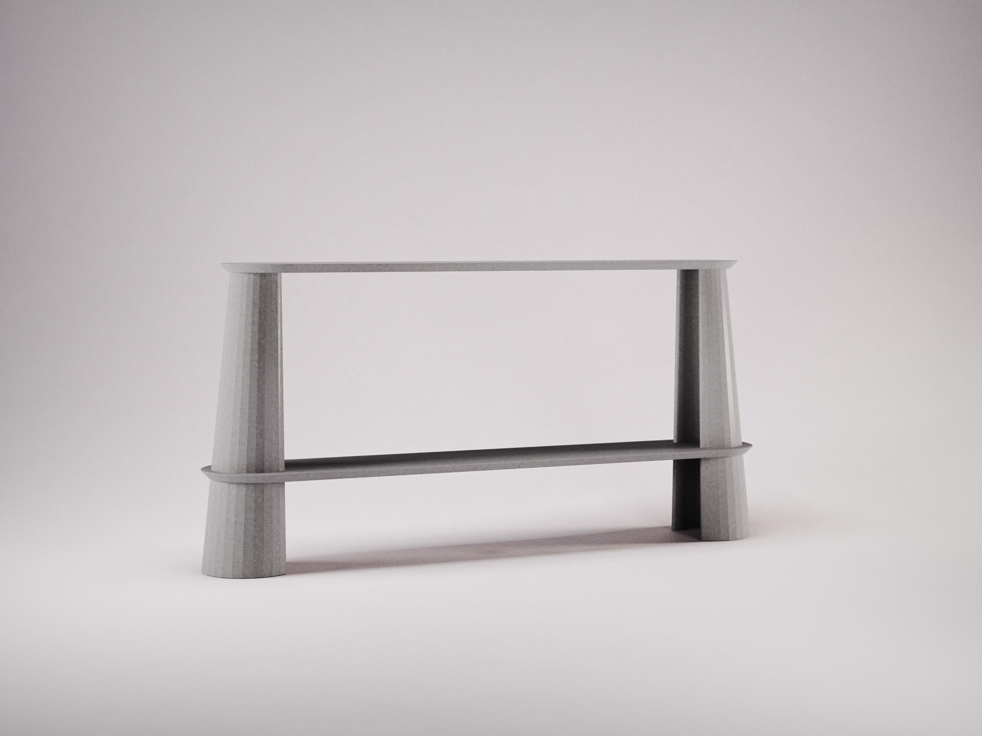 Italian 21st Century Studio Irvine Fusto Side Console Table Concrete Cement Silver Grey For Sale