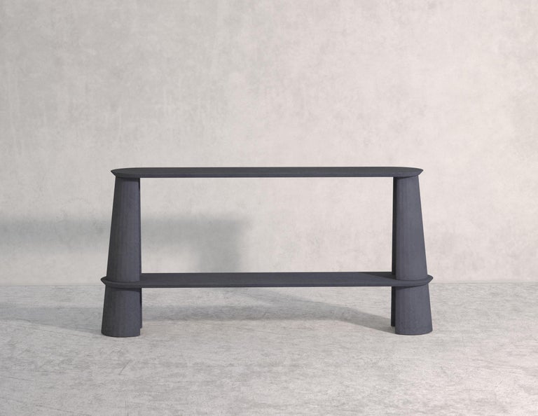 Contemporary 21st Century Studio Irvine Fusto Side Console Table Concrete Cement Silver Grey For Sale