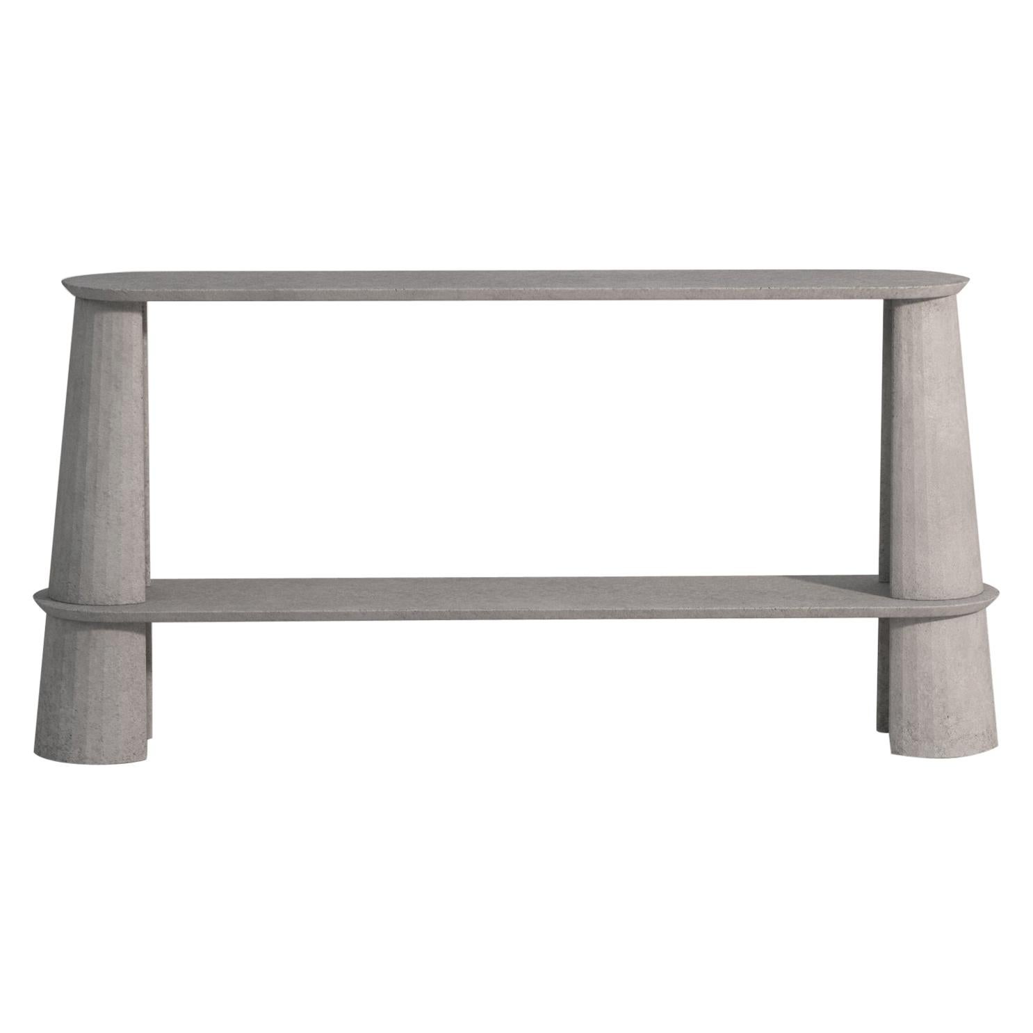 21st Century Studio Irvine Fusto Side Console Table Concrete Cement Silver Grey
