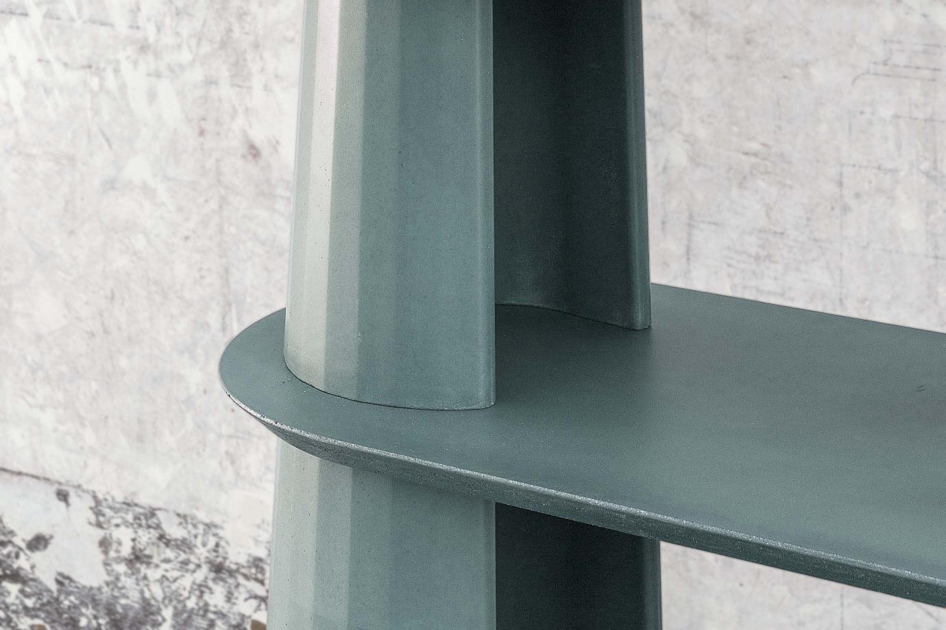 Classical Roman 21st Century Studio Irvine Fusto Side Console Table Concrete Cement Ultramarine For Sale
