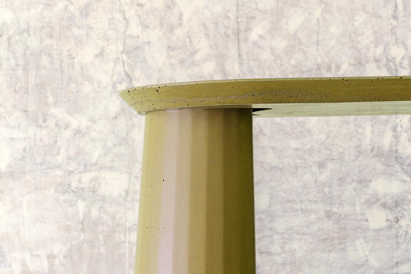 Classical Roman 21st Century Studio Irvine Fusto Side Console Table Concrete Cement Yellow Cream For Sale