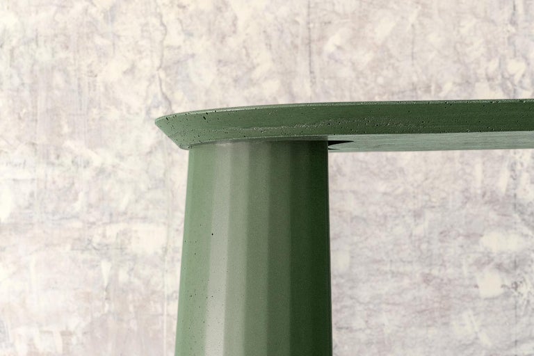 Classical Roman 21st Century Studio Irvine Fusto Side Console Table Mod. I Concrete Green Cement For Sale