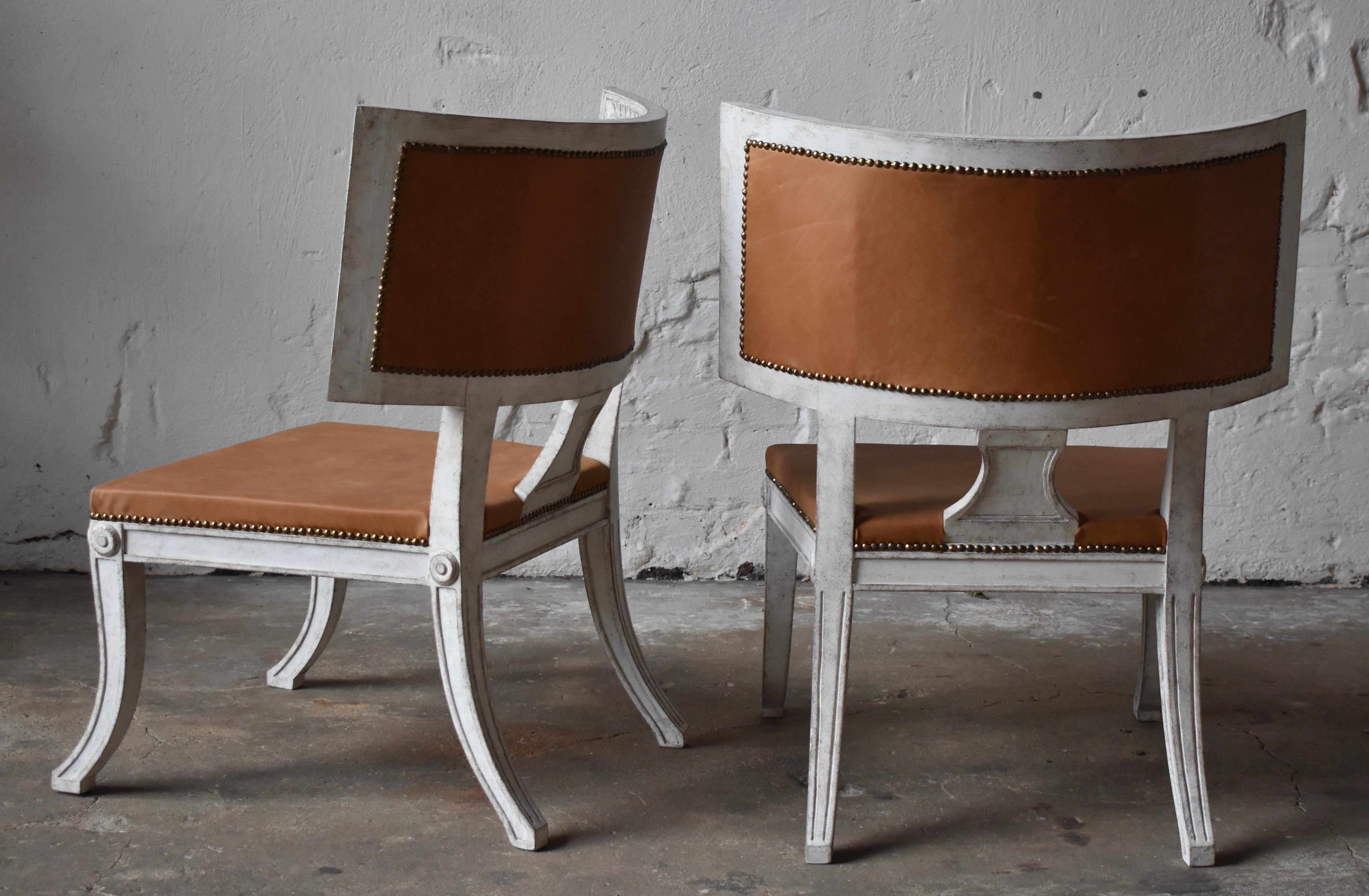 21st century Sulla chairs Gustavian style with brown leather
In the manor of Ephraim Ståhl.


    