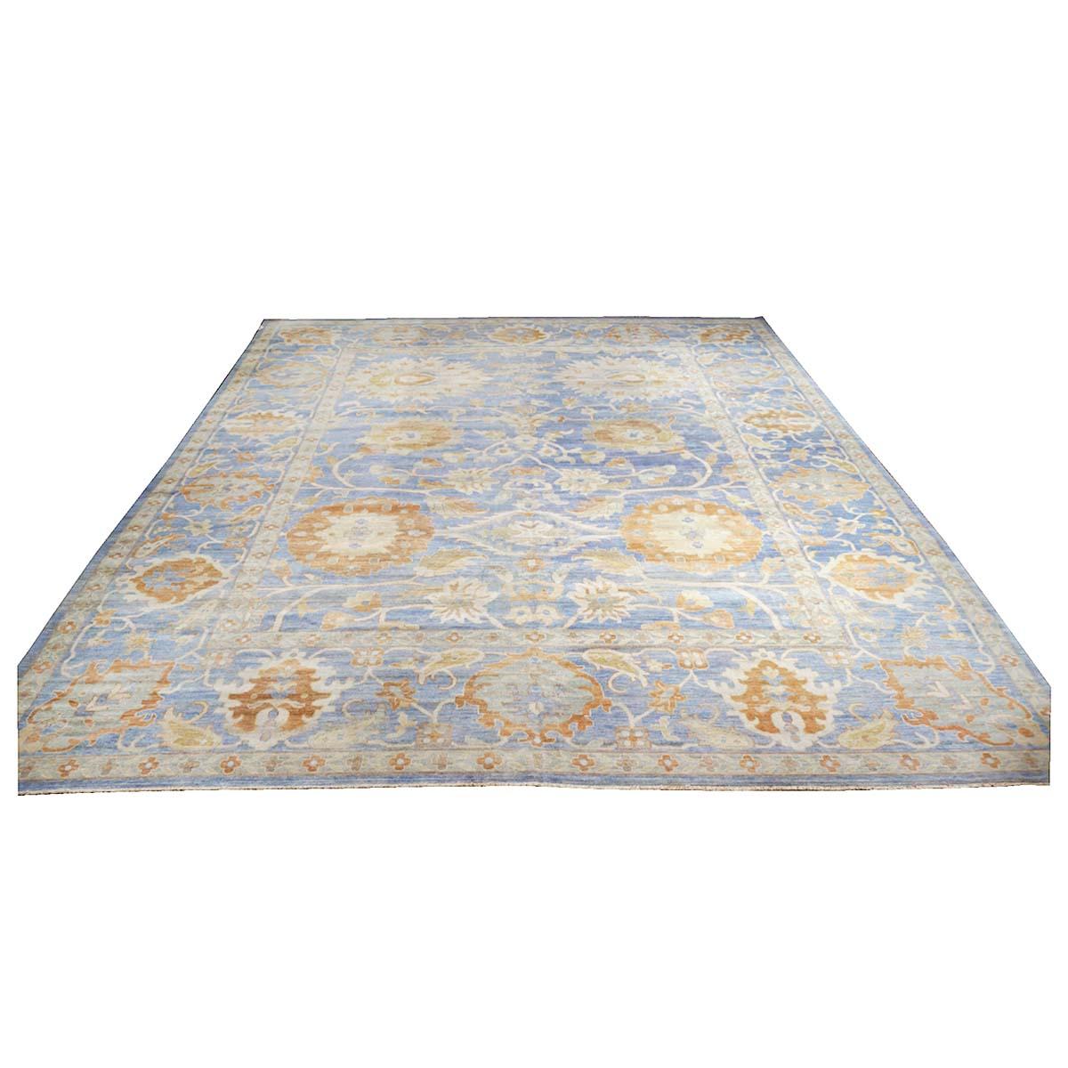 Ashly Fine Rugs presents an antique recreation of an original Persian Sultanabad 12x15 Blue Handmade Area Rug. Part of our own previous production, this antique recreation was thought of and created in-house and 100% handmade in Afghanistan by