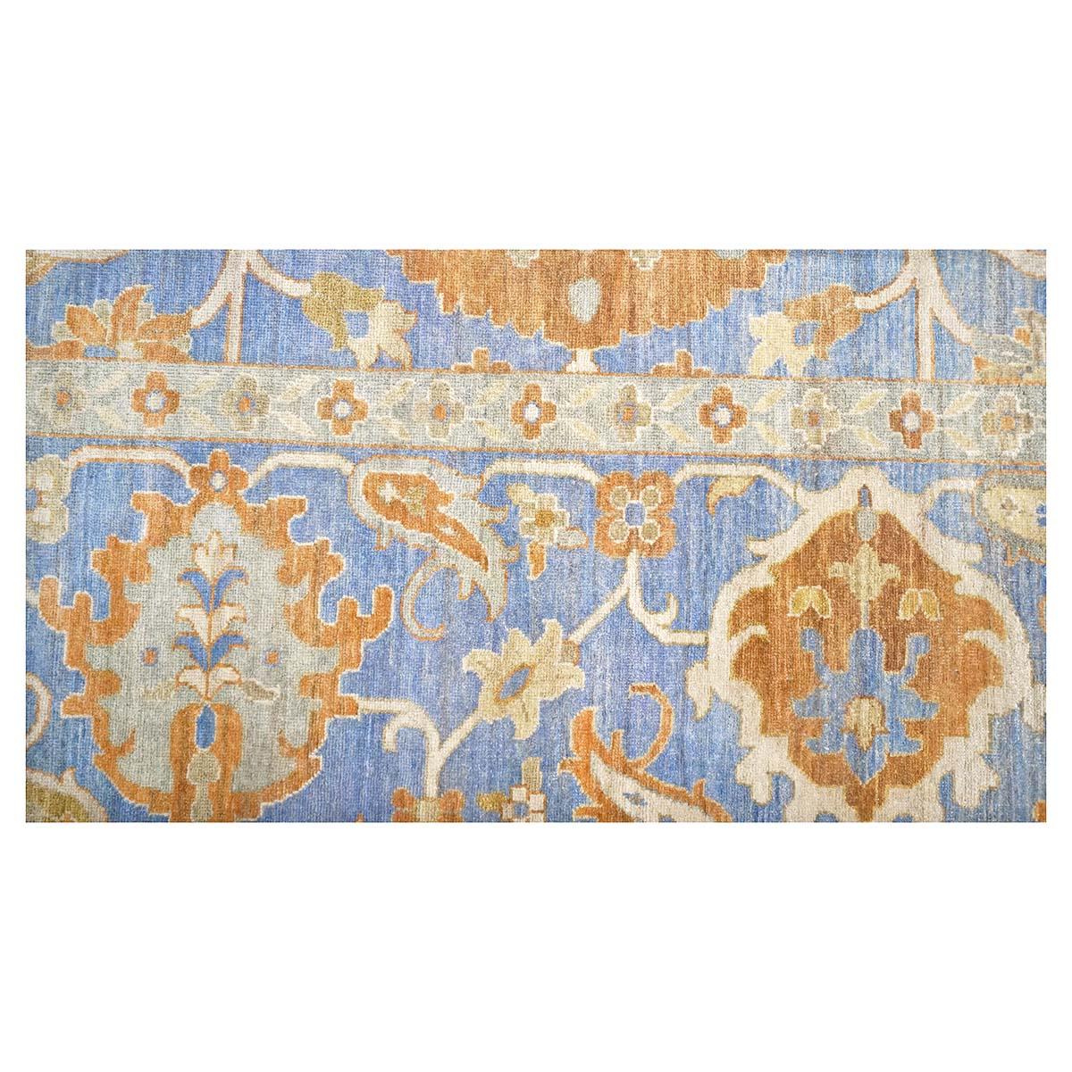 Hand-Woven 21st Century Sultanabad 12x15 Blue Handmade Area Whool Rug For Sale