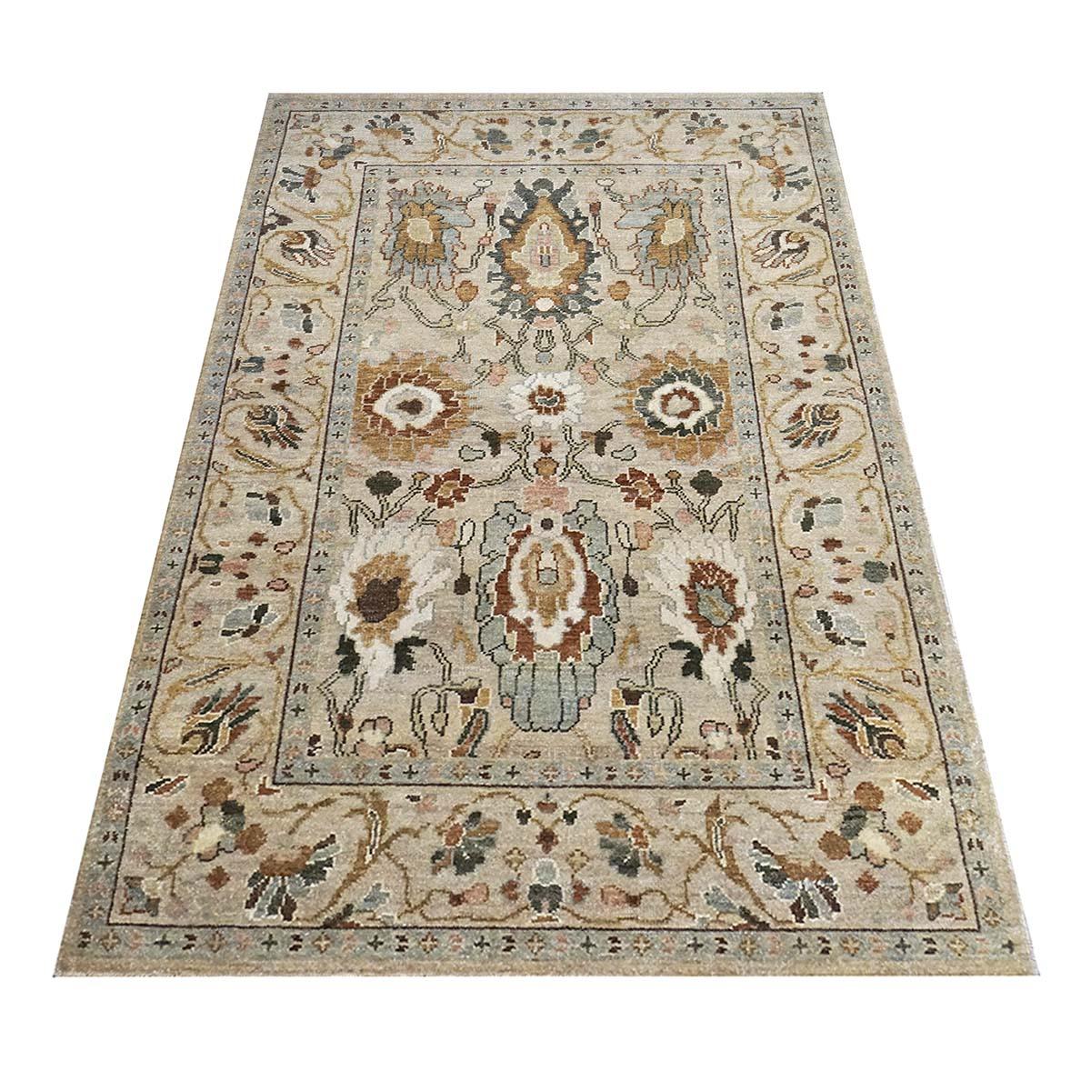 Ashly Fine Rugs presents an antique recreation of an original Persian Sultanabad 4x6 Handmade Area Rug. Part of our own previous production, this antique recreation was thought of and created in-house and 100% handmade in Afghanistan by master