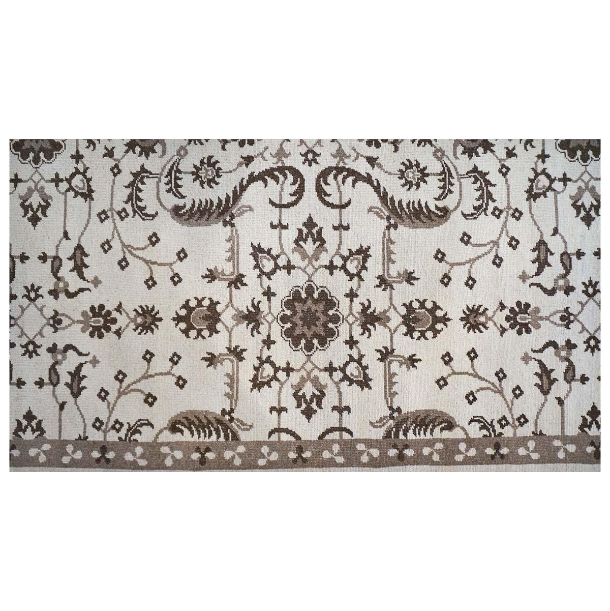 Hand-Woven 21st Century Sultanabad 6x10 Ivory & Brown Handmade Area Whool Rug For Sale