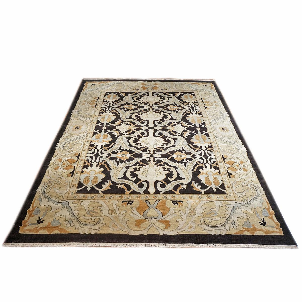 Other 21st Century Sultanabad 8x10 Tan and Black Handmade Wool Rug For Sale