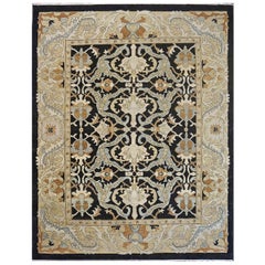 21st Century Sultanabad 8x10 Tan and Black Handmade Wool Rug