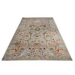 21st Century Afghan Sultanabad Wool 9x13 Slate & Tan Handmade Area Rug