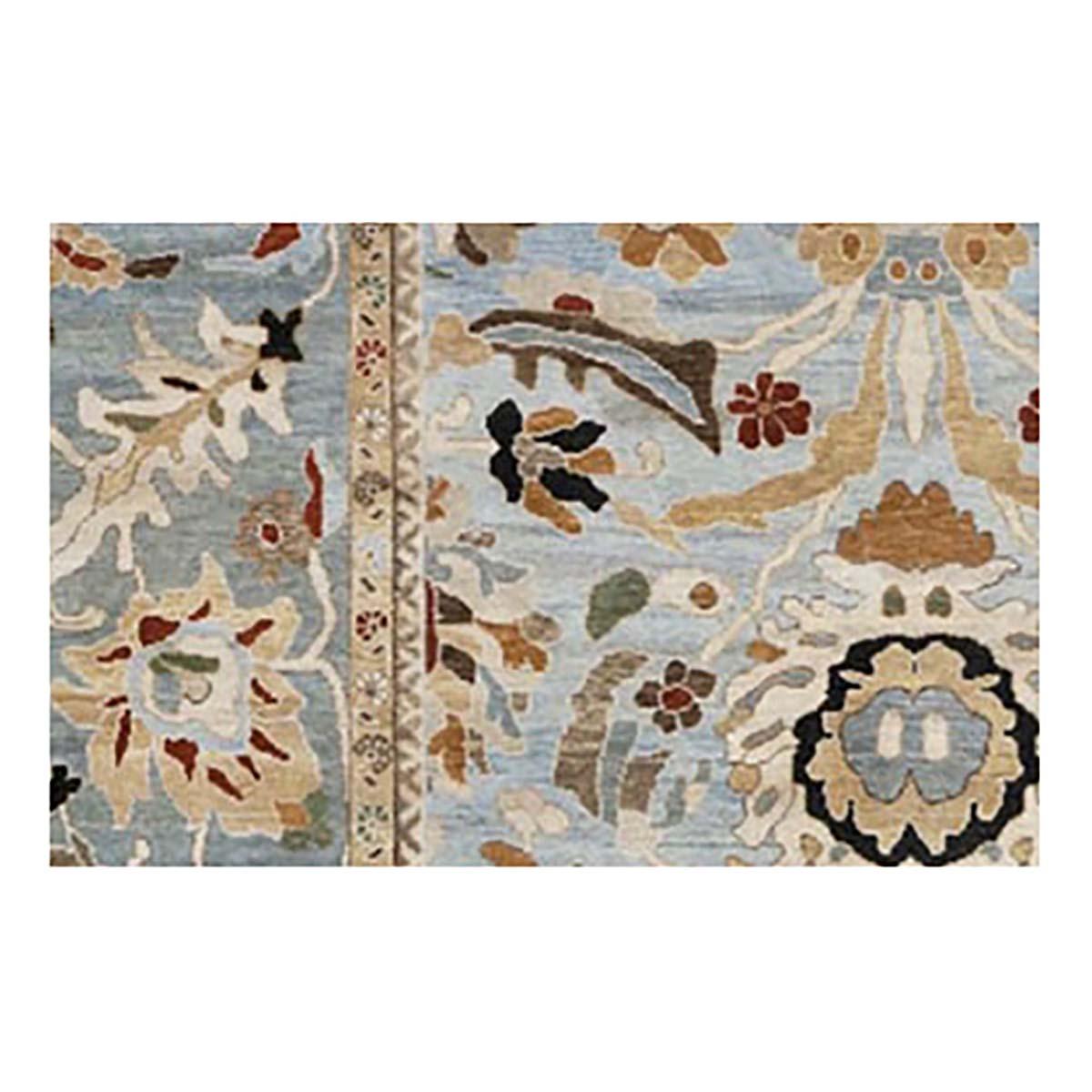 Afghan 21st Century Sultanabad 9x13 Slate Blue & Tan Handmade Area Whool Rug For Sale