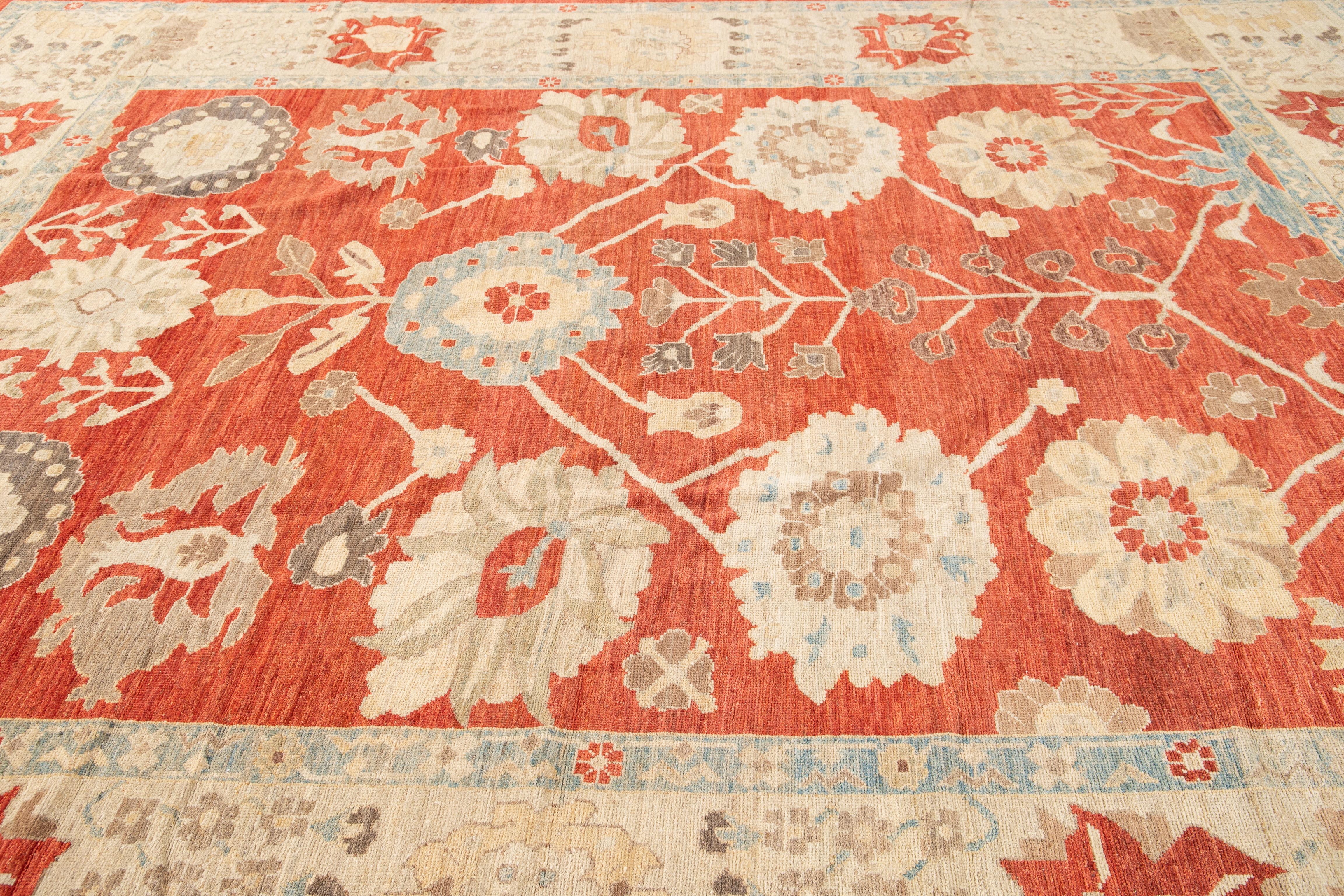 21st Century Sultanabad Contemporary wool Rug In New Condition For Sale In Norwalk, CT