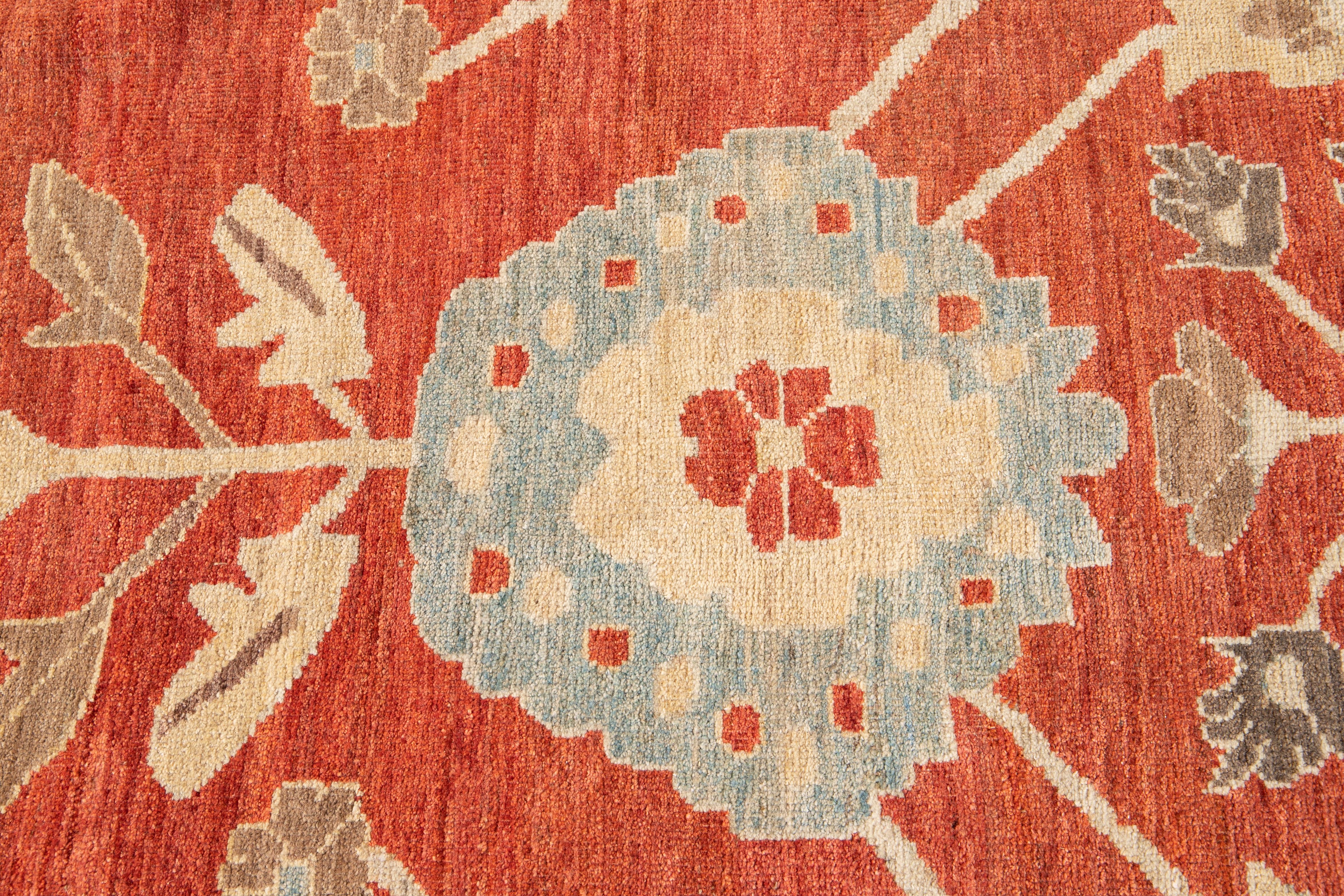 Wool 21st Century Sultanabad Contemporary wool Rug For Sale