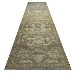 Vintage Persian Sultanabad Wool 3x12 Gray, Yellow & Ivory Handmade Runner Rug