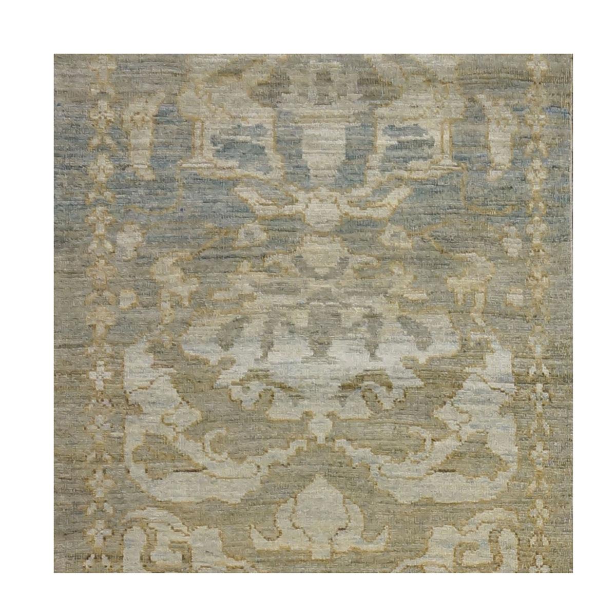 Persian 21st Century Sultanabad Grey & Ivory Wool Transitional Hall Runner For Sale
