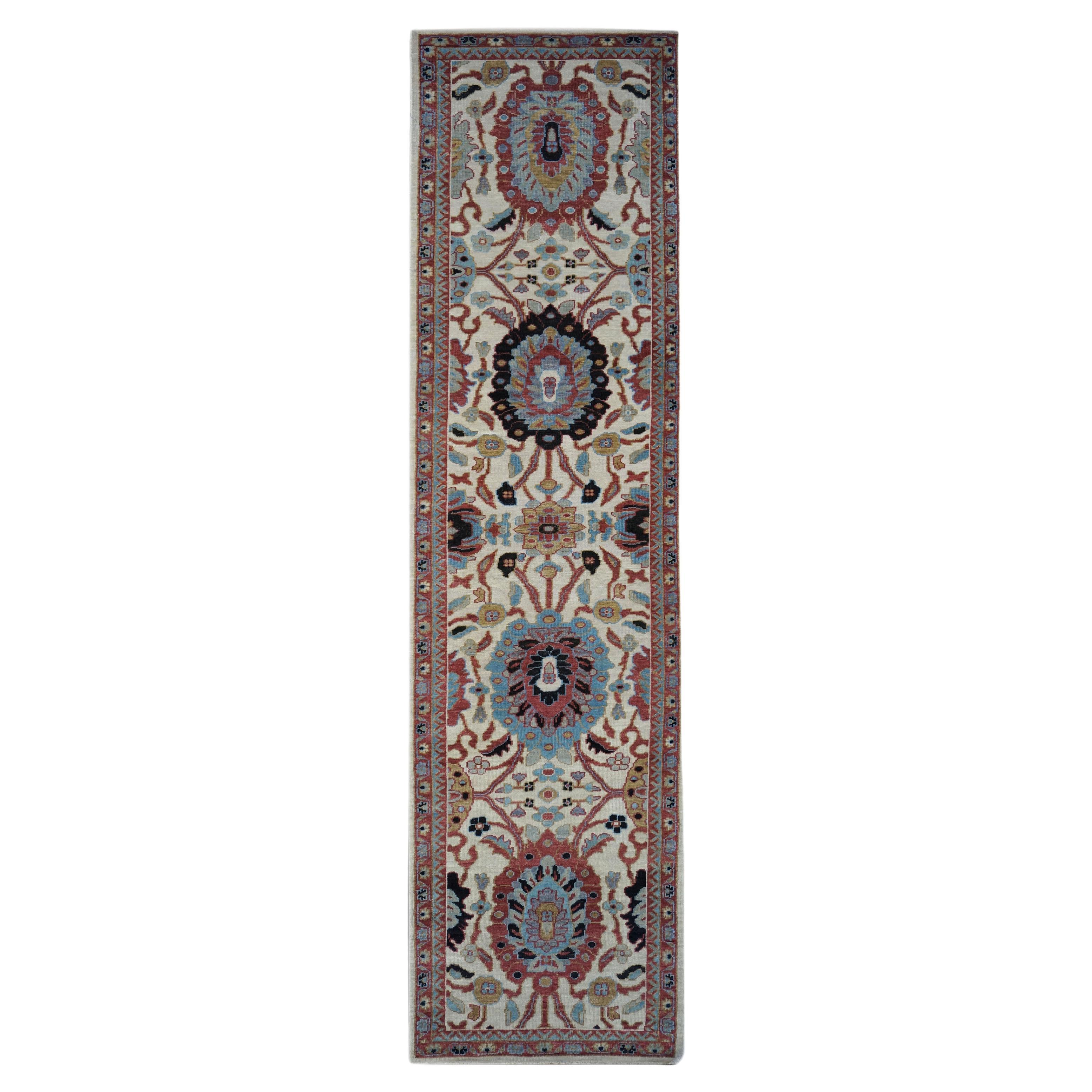 21st Century Sultanabad Ivory & Red  Wool Hall Runner