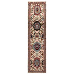 Tapis de couloir Sultanabad du 21e siècle 3x12 ivoire, rouge et bleu