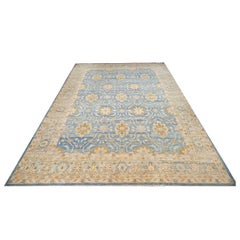 21st Century Sultanabad Master 10x14 Blue & Gold Handmade Area Rug