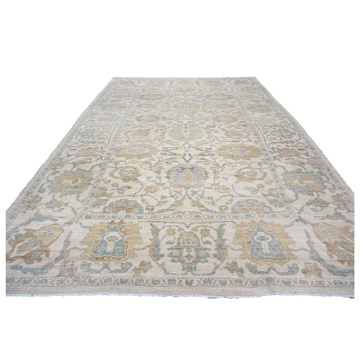 Hand-Woven 21st Century Sultanabad Master 10x14 Ivory Handmade Area Rug For Sale