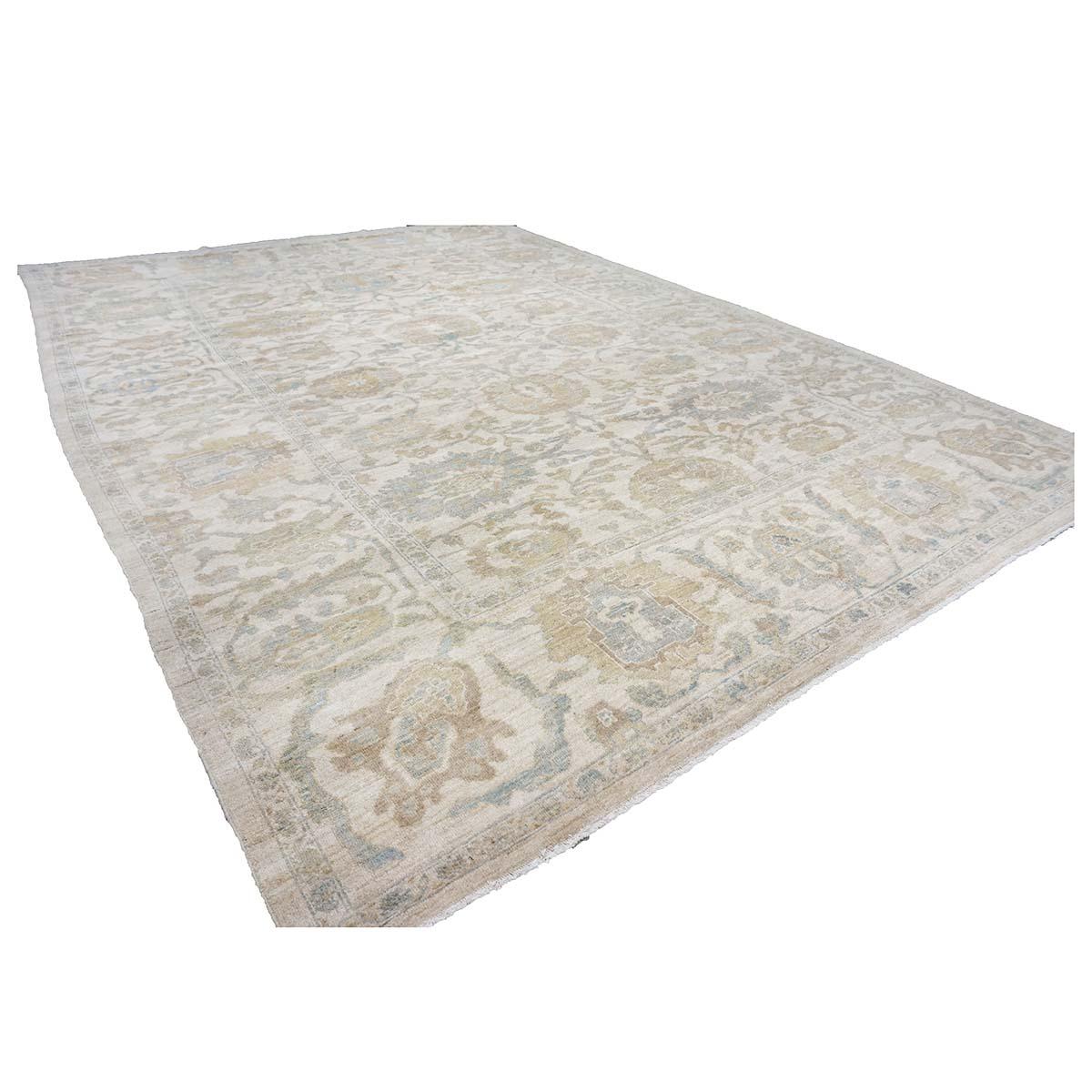 21st Century Sultanabad Master 10x14 Ivory Handmade Area Rug In Excellent Condition For Sale In Houston, TX