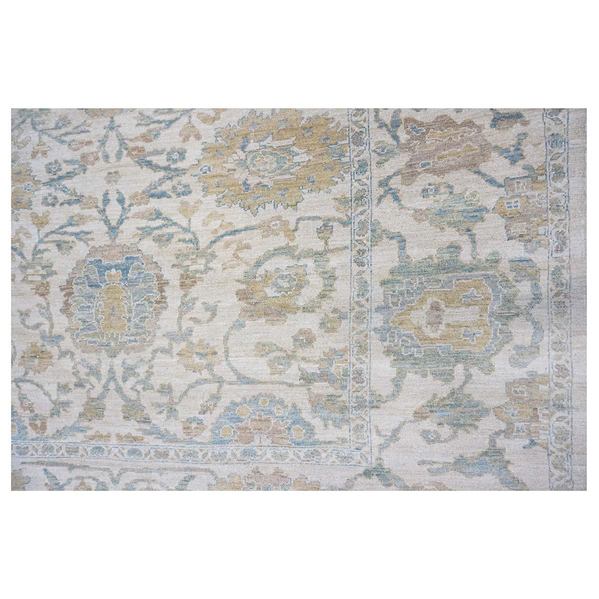 21st Century Sultanabad Master 10x14 Ivory Handmade Area Rug For Sale 1