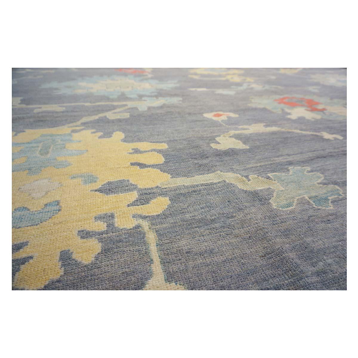 21st Century Sultanabad Master 12x16 Slate Grey, Blue, & Ivory Handmade Area Rug For Sale 4