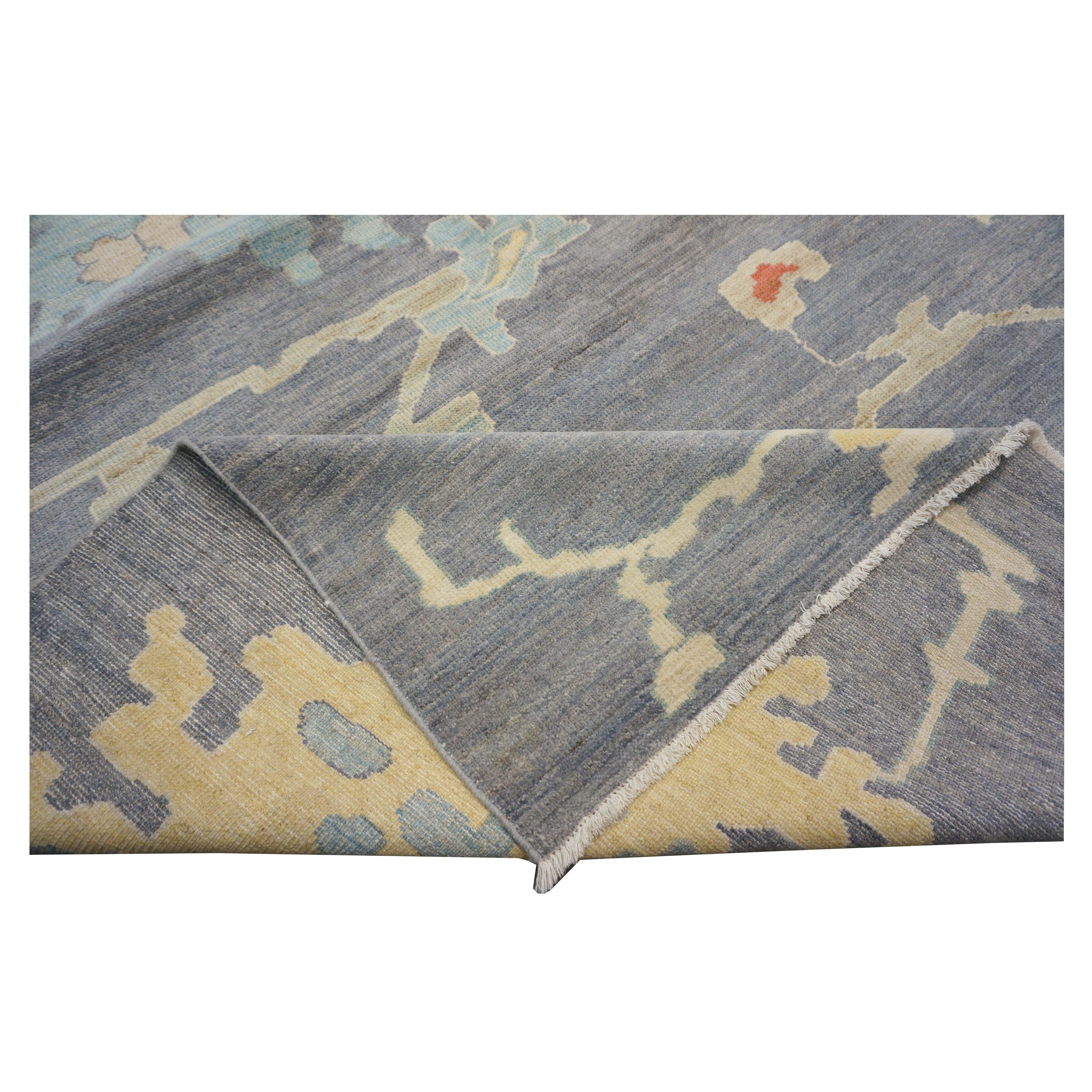 21st Century Sultanabad Master 12x16 Slate Grey, Blue, & Ivory Handmade Area Rug For Sale 7