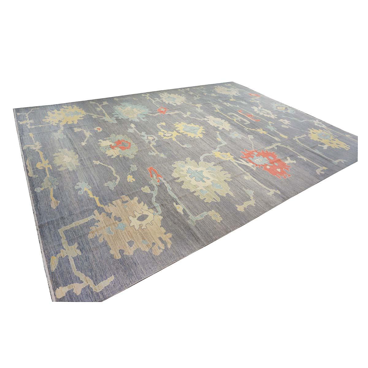 Hand-Woven 21st Century Sultanabad Master 12x16 Slate Grey, Blue, & Ivory Handmade Area Rug For Sale