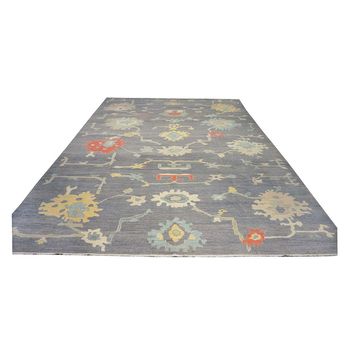Contemporary 21st Century Sultanabad Master 12x16 Slate Grey, Blue, & Ivory Handmade Area Rug For Sale