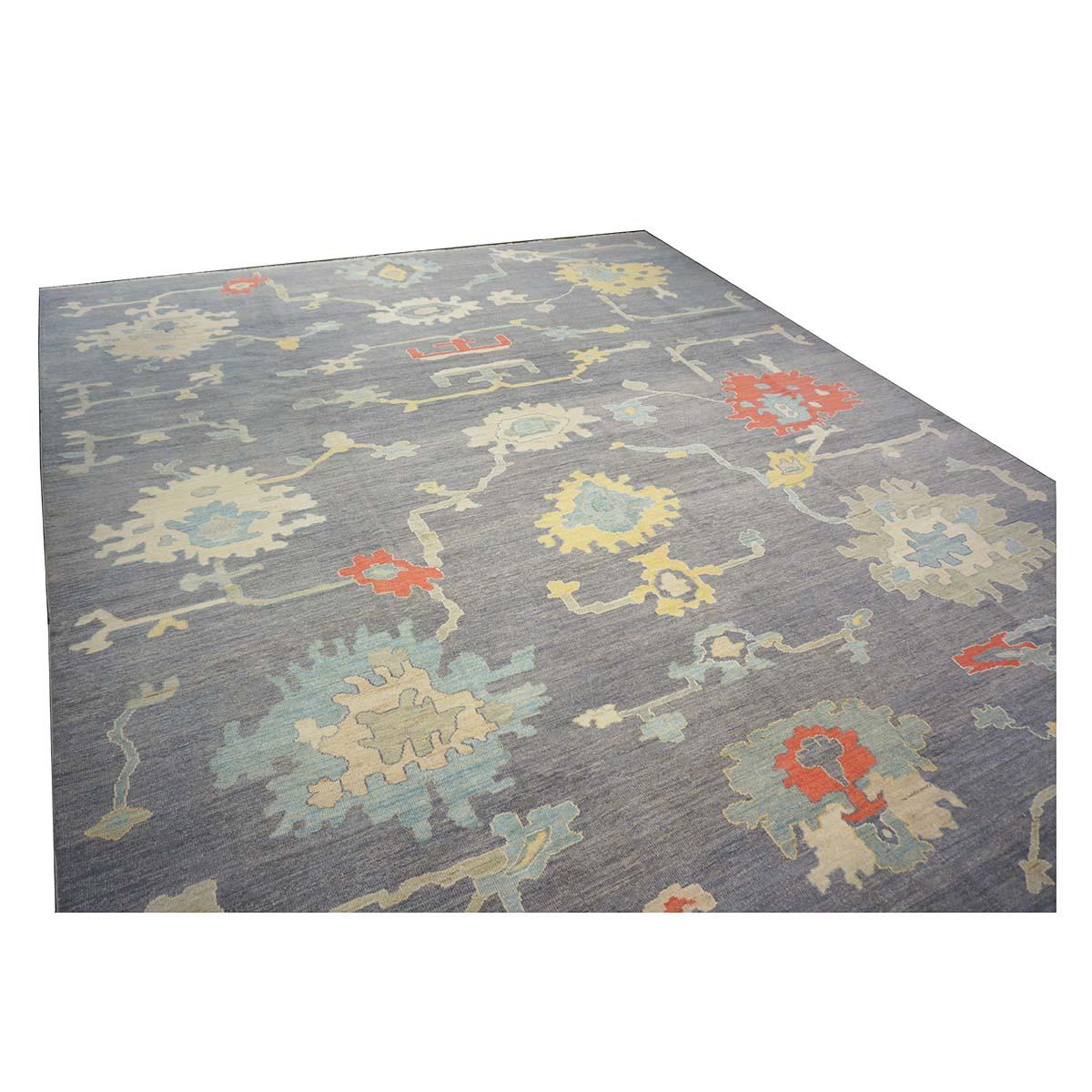 21st Century Sultanabad Master 12x16 Slate Grey, Blue, & Ivory Handmade Area Rug For Sale 2