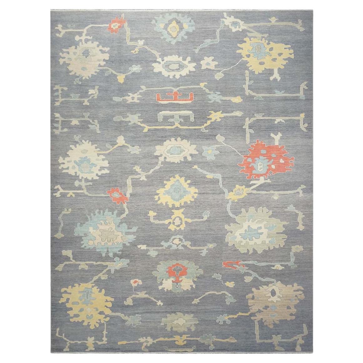 21st Century Sultanabad Master 12x16 Slate Grey, Blue, & Ivory Handmade Area Rug