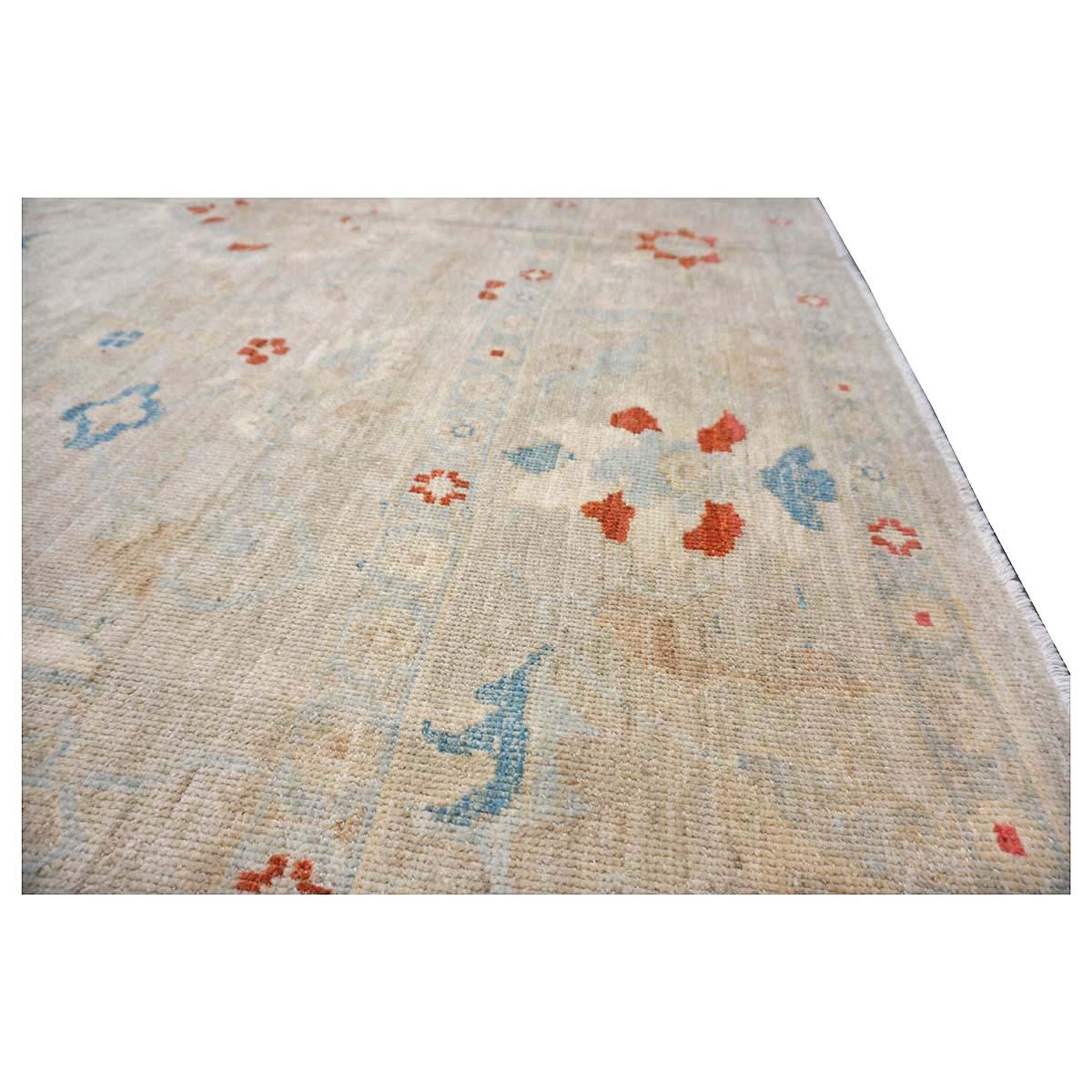 21st Century Sultanabad Master 12x17 Ivory, Red, & Blue Handmade Area Rug For Sale 7
