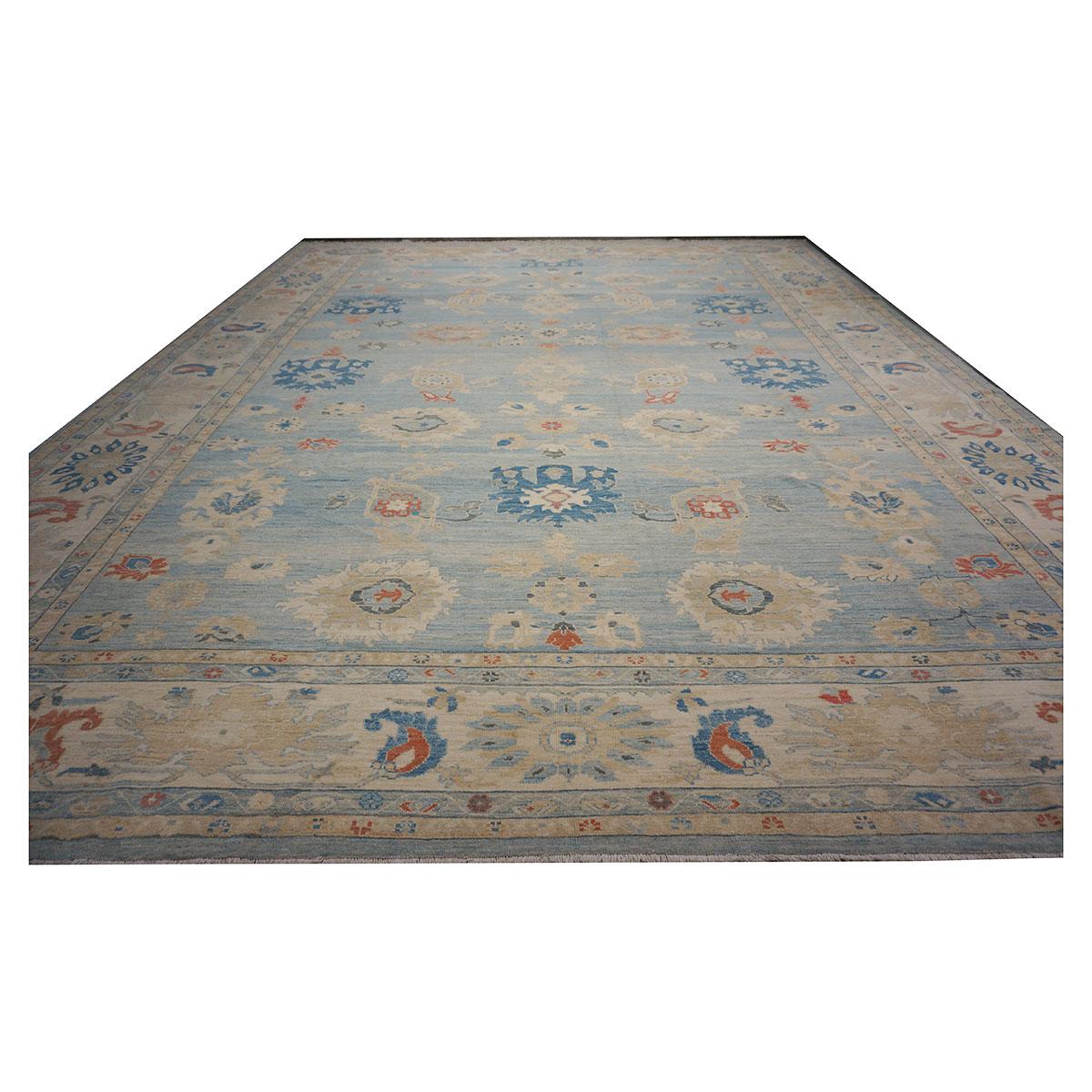  Antique recreation 100% handmade in Turkey by master weavers. Sultanabad's are perhaps the most desired rugs by both connoisseurs and interior designers. 

 Made with all vegetable-dyed, handspun wool and entirely handwoven. The pile of the rug is