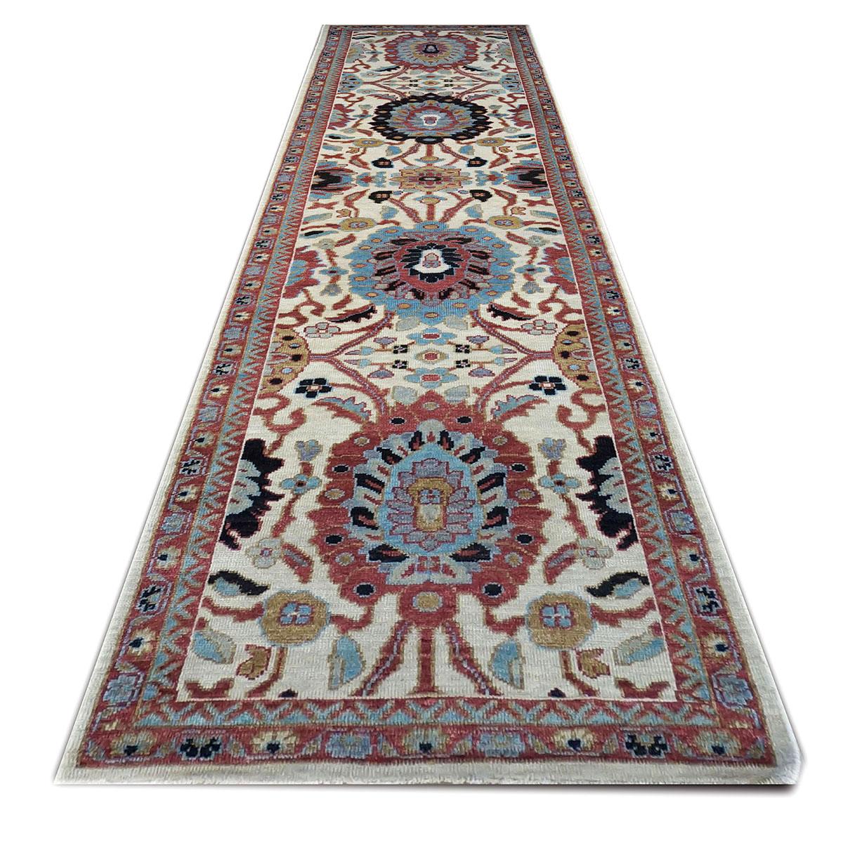 Ashly Fine Rugs presents an antique recreation of an original Persian Sultanabad hall runner. Part of our own previous production, this antique recreation was thought of and created in-house and 100% handmade in Afghanistan by master weavers.