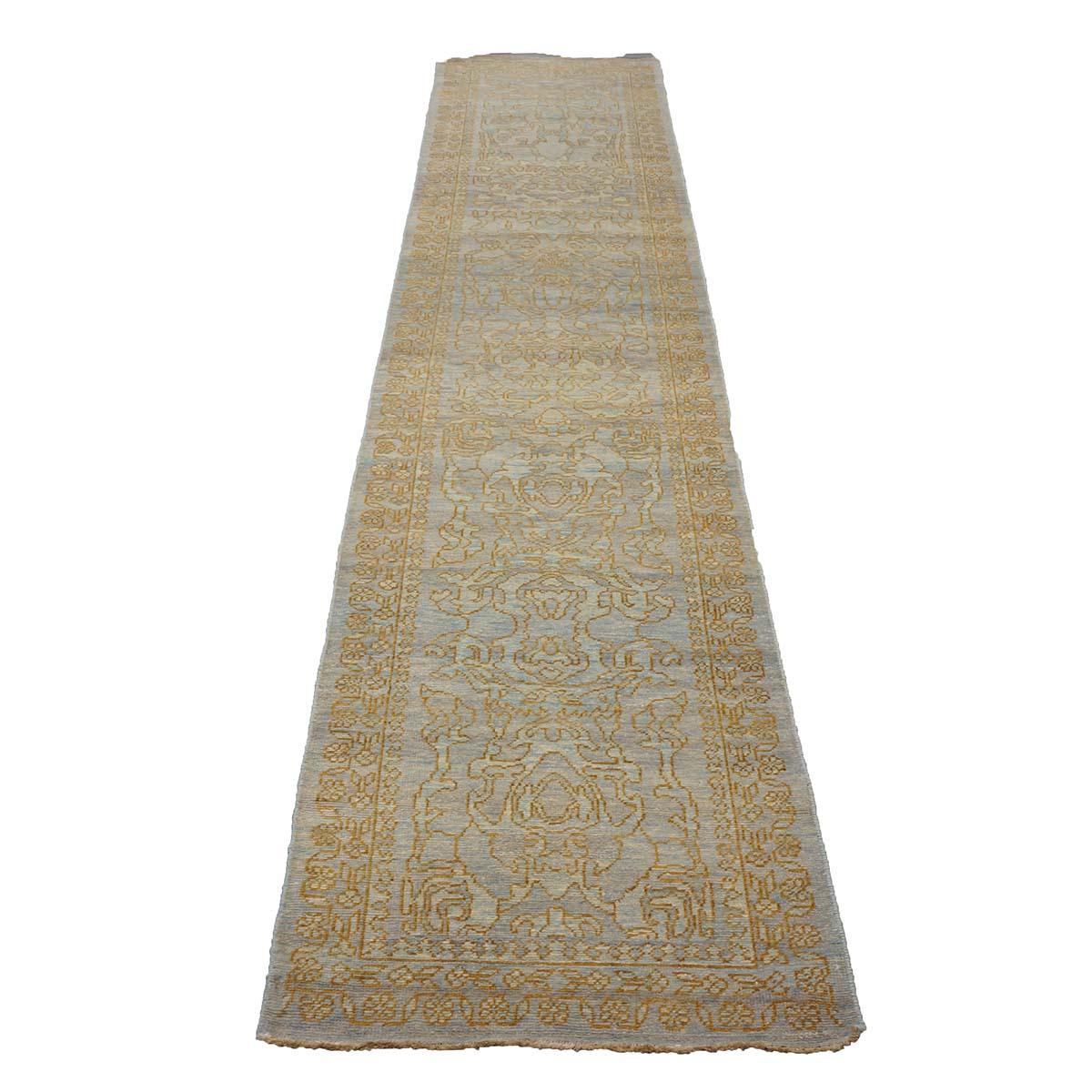 Ashly Fine Rugs presents an antique recreation of an original Persian Sultanabad hall runner. Part of our own previous production, this antique recreation was thought of and created in-house and 100% handmade in Afghanistan by master weavers.