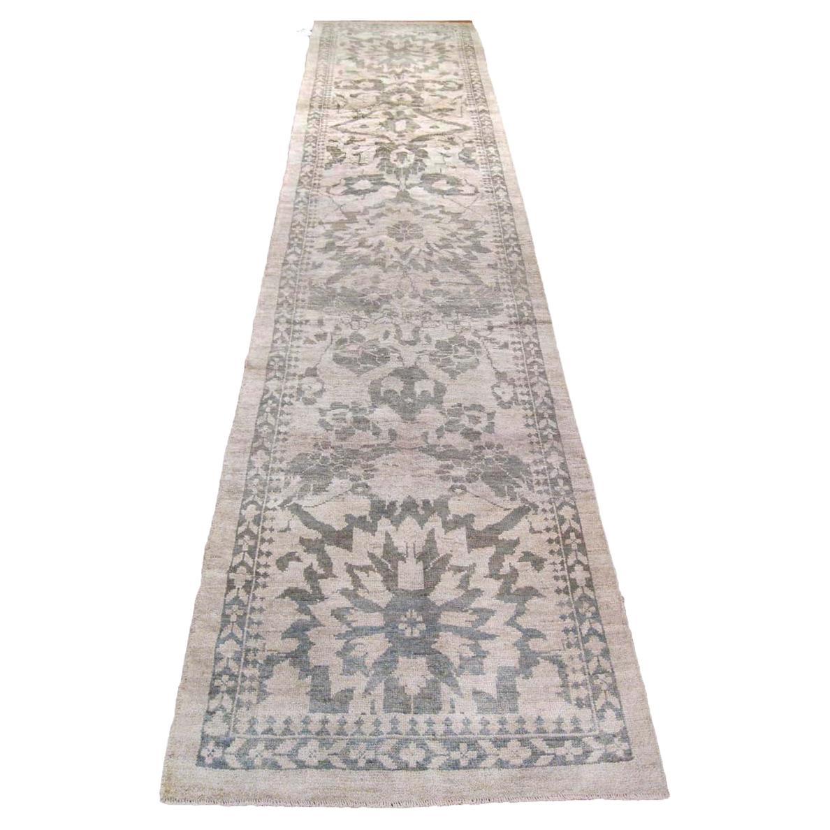 21st Century Sultanabad Master 3x14 Light Grey and Slate Hallway Runner Rug  For Sale at 1stDibs