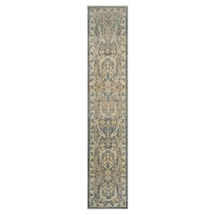 21st Century Sultanabad Master 3x14 Blu ardesia, avorio e tan fatto a mano Runner Rugs