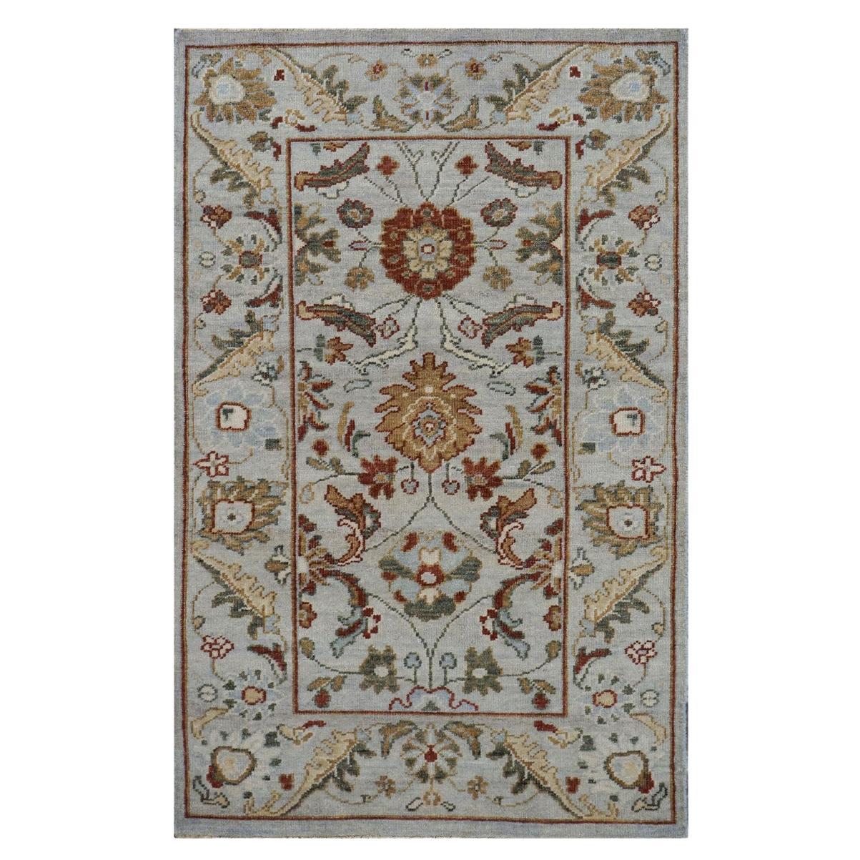 21st Century Sultanabad Master 3x5 Slate, Red, & Green Handmade Area Rug For Sale