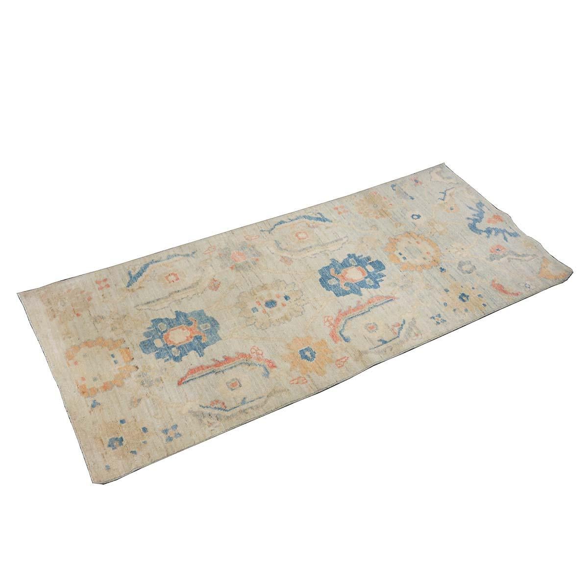 XXI secolo e contemporaneo 21st Century Sultanabad Master 3x6 Light Blue & Multi Color Runner Rugs fatto a mano in vendita
