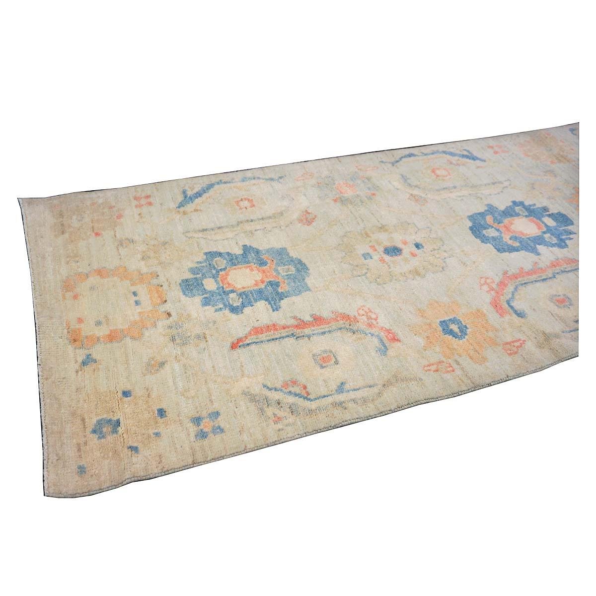 Lana 21st Century Sultanabad Master 3x6 Light Blue & Multi Color Runner Rugs fatto a mano in vendita