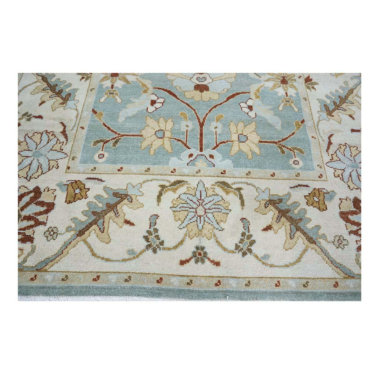 Wool 21st Century Sultanabad Master 5x8 Slate Blue, Ivory, Red, Tan Handmade Area Rug For Sale