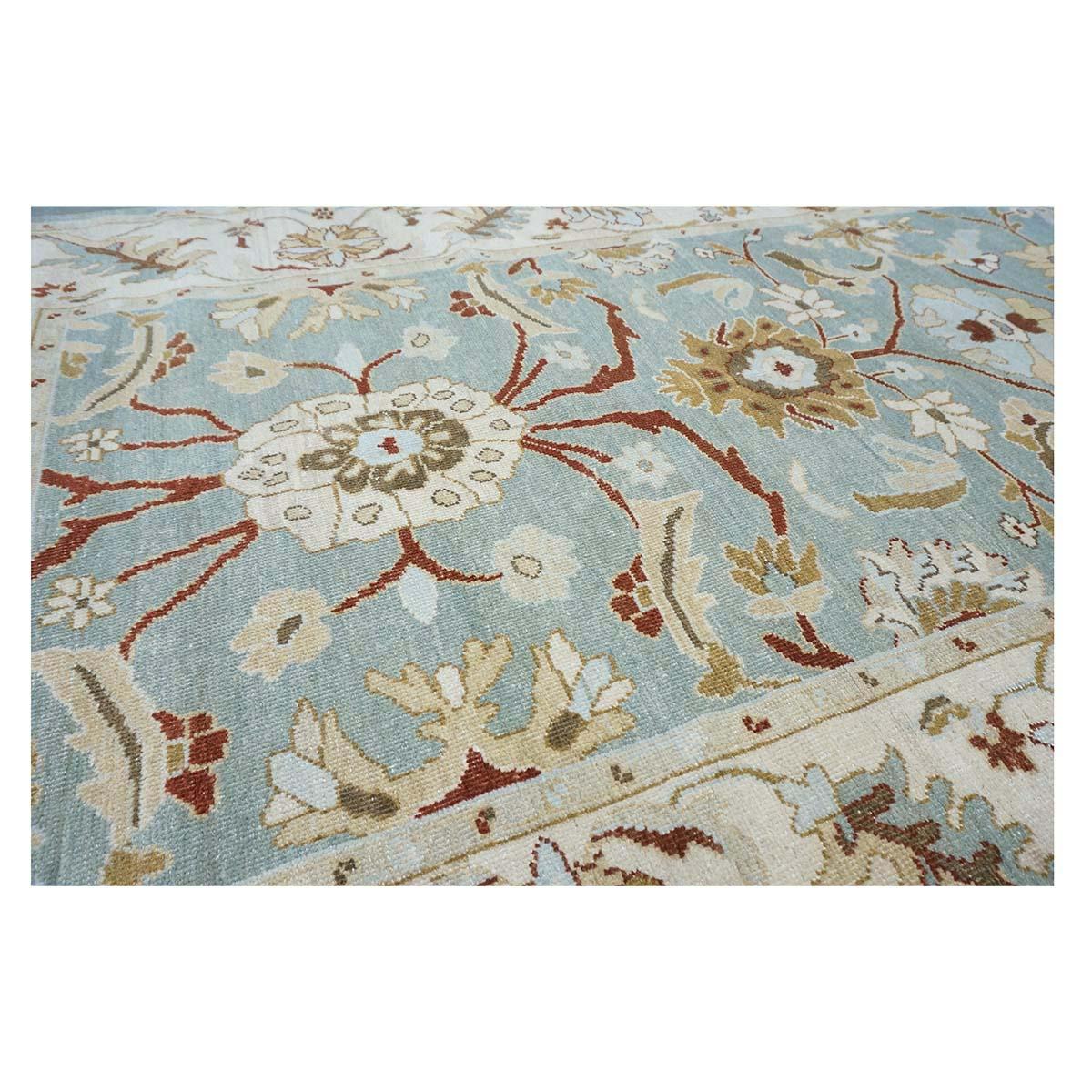 21st Century Sultanabad Master 5x8 Slate Blue, Ivory, Red, Tan Handmade Area Rug For Sale 1