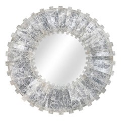 21st Century Sunburst Rock Crystal Mirror - Sculptural Modern Wall Décor 32.25" (miroir en cristal de roche)