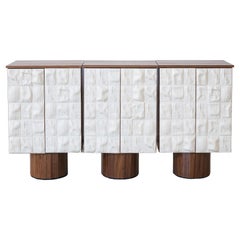 21st Century "Surfaced Cabinet by Rem Atelier Ceramic Walnut Wood White