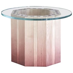 21st Century Swallow, Beech and Solid Ash  Wood Coffee Table Lacquered Glass Top