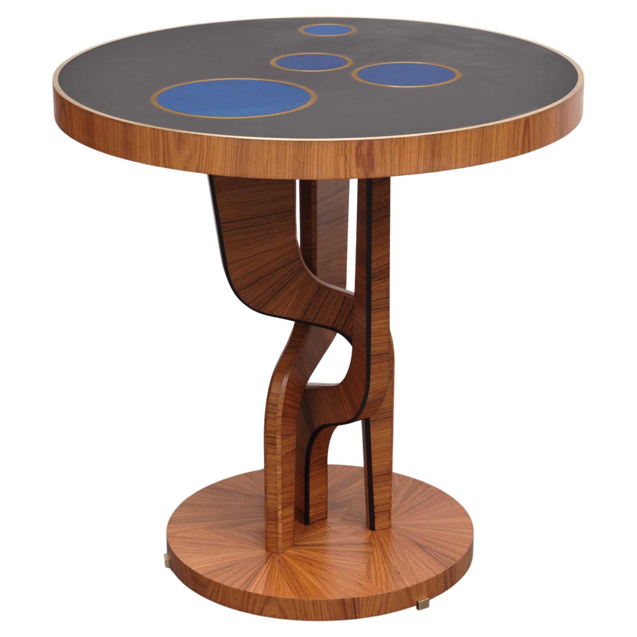 Siglo XXI "Sway" Círculo Azul y Madera Oscura  Gueridón en venta