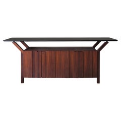 21st Century Sweden Sideboard, Rosewood Veneer, Fenix Top, Made in Italy