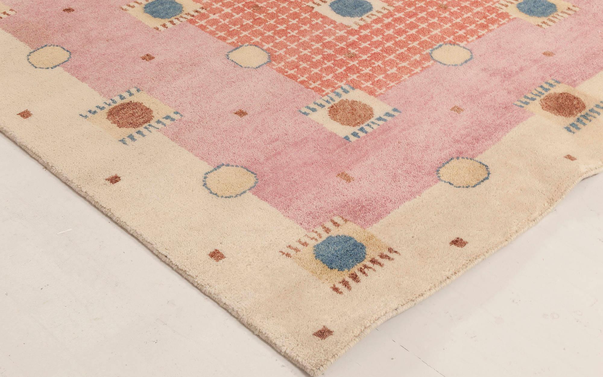 21st Century Swedish Style Pile Rug in Beige, Blue, Brown, Pink, Purple In New Condition In New York, NY