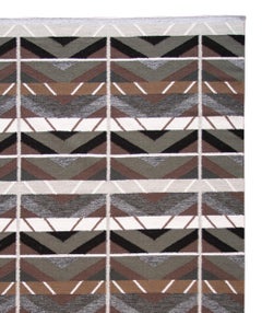 Swedish Style Hand-Knotted Wool Rug, Geometric Design, 2019